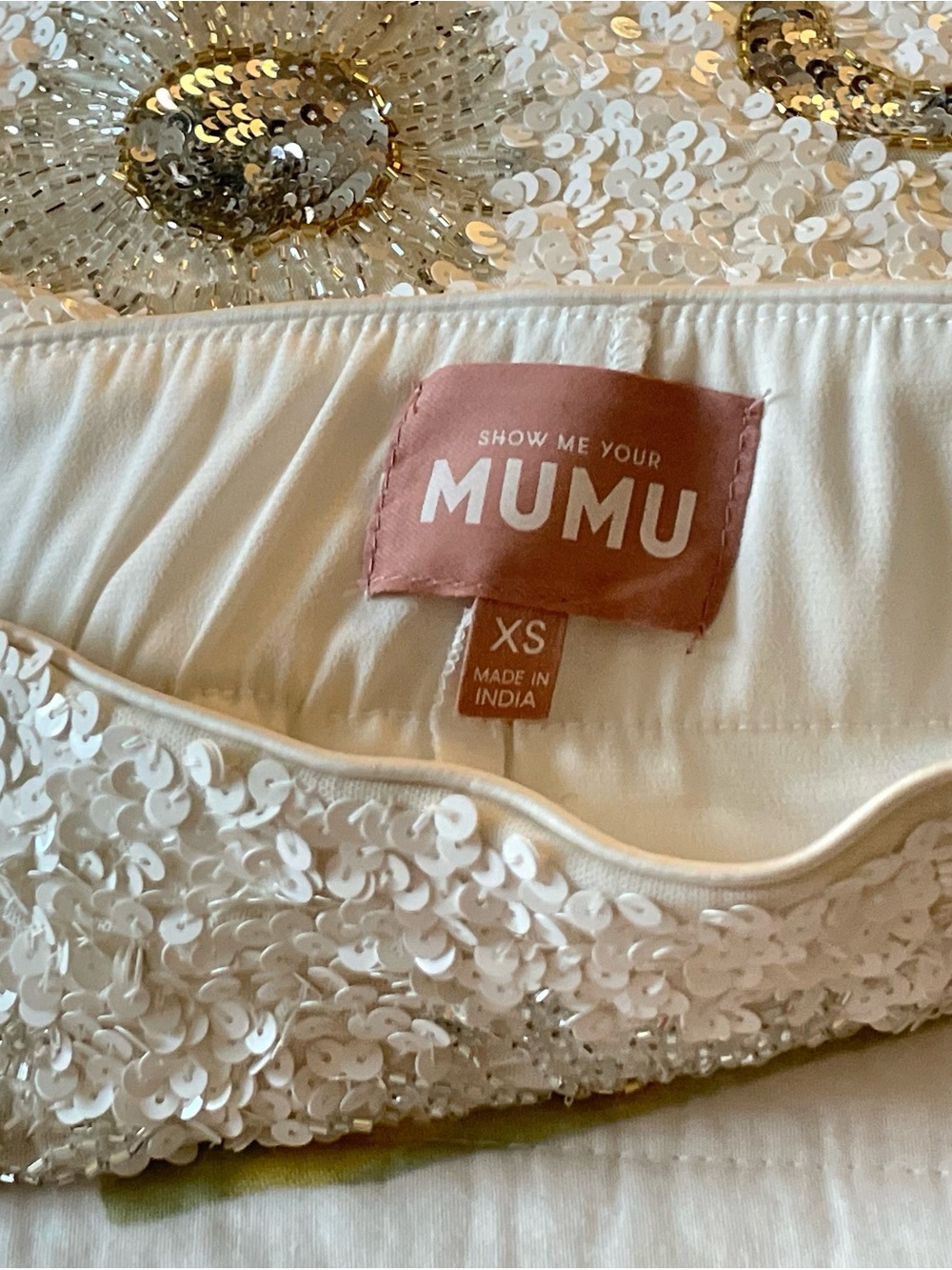 Show Me Your MuMu White Sequin Mini Skirt with Silver Embellishments - Picture 9 of 10